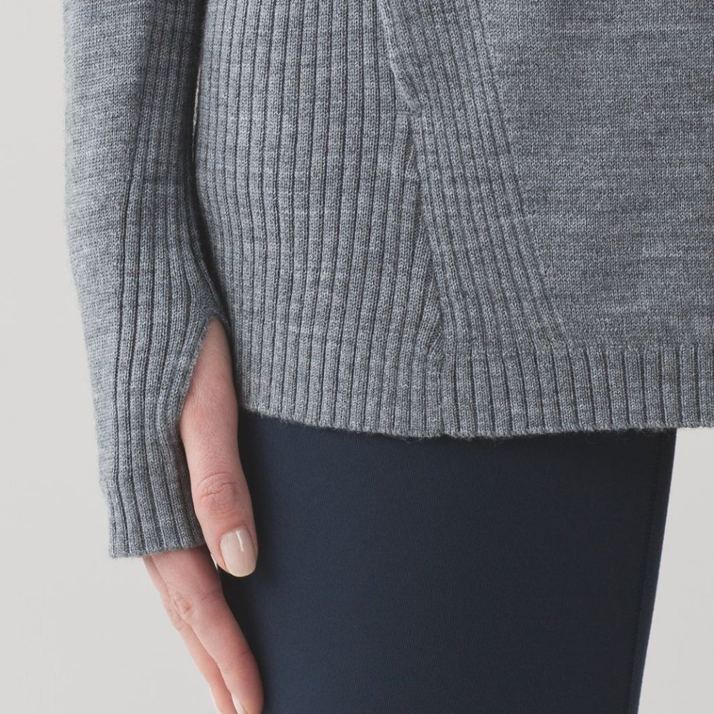 Lululemon Pockets Sweat Savasana Merino Wool Turtleneck Gray Sweater Womens 6 M - Picture 6 of 16